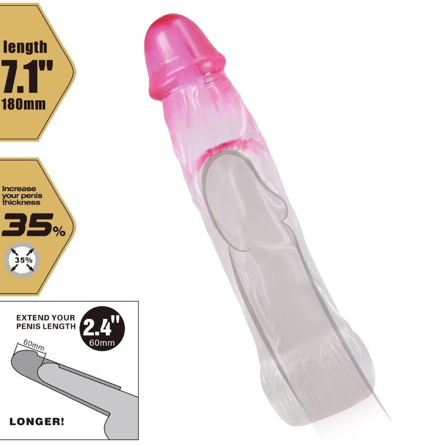 PRETTY LOVE - NERON REALISTISCHE 6 CM VERGROTINGSHEATH VOOR PENIS ROZE