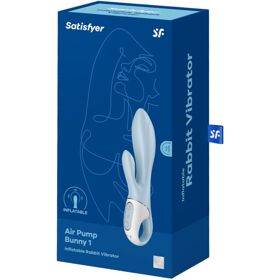 SATISFYER - НАДУВНОЙ КРОЛИК-ВИБРАТОР В ВИДЕ КРОЛИКА СИНИЙ, НАСОС ДЛЯ ВОЗДУШНОГО НАСОСА