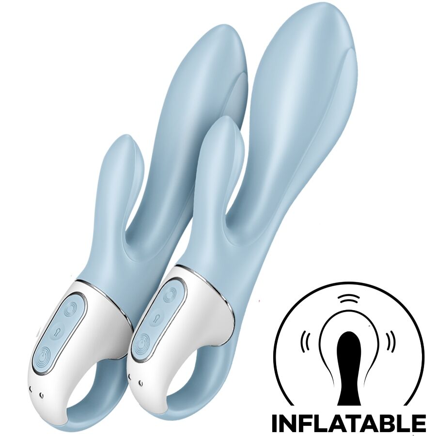 SATISFYER - НАДУВНОЙ КРОЛИК-ВИБРАТОР В ВИДЕ КРОЛИКА СИНИЙ, НАСОС ДЛЯ ВОЗДУШНОГО НАСОСА