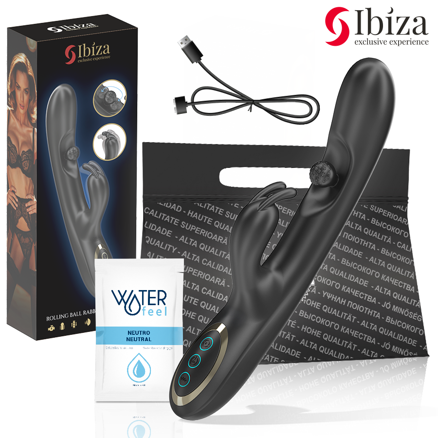 IBIZA - POWERFUL RABBIT VIBRATOR WITH MASSAGING ROLLING PEARL