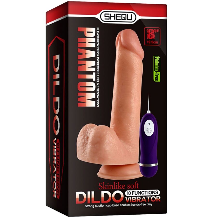 SHEQU - ADAM VIBRATOR DILDO MET AFSTANDSBEDIENING 21 CM