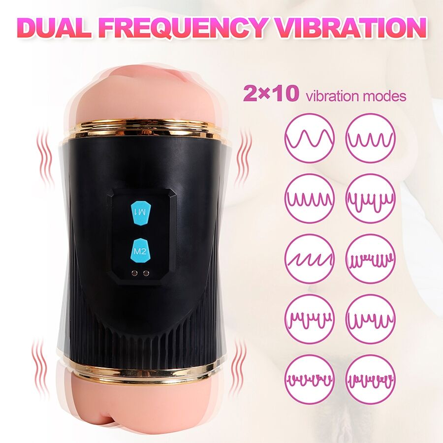 SHEQU - KAY DOUBLE MASTURBATOR WITH DUAL MOUTH AND VAGINA VIBRATION