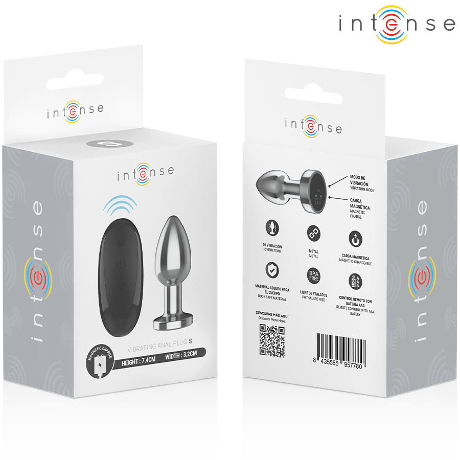 INTENSE - PLUG ANAL 10 VIBRATIONS MÉTAL AVEC TÉLÉCOMMANDE S