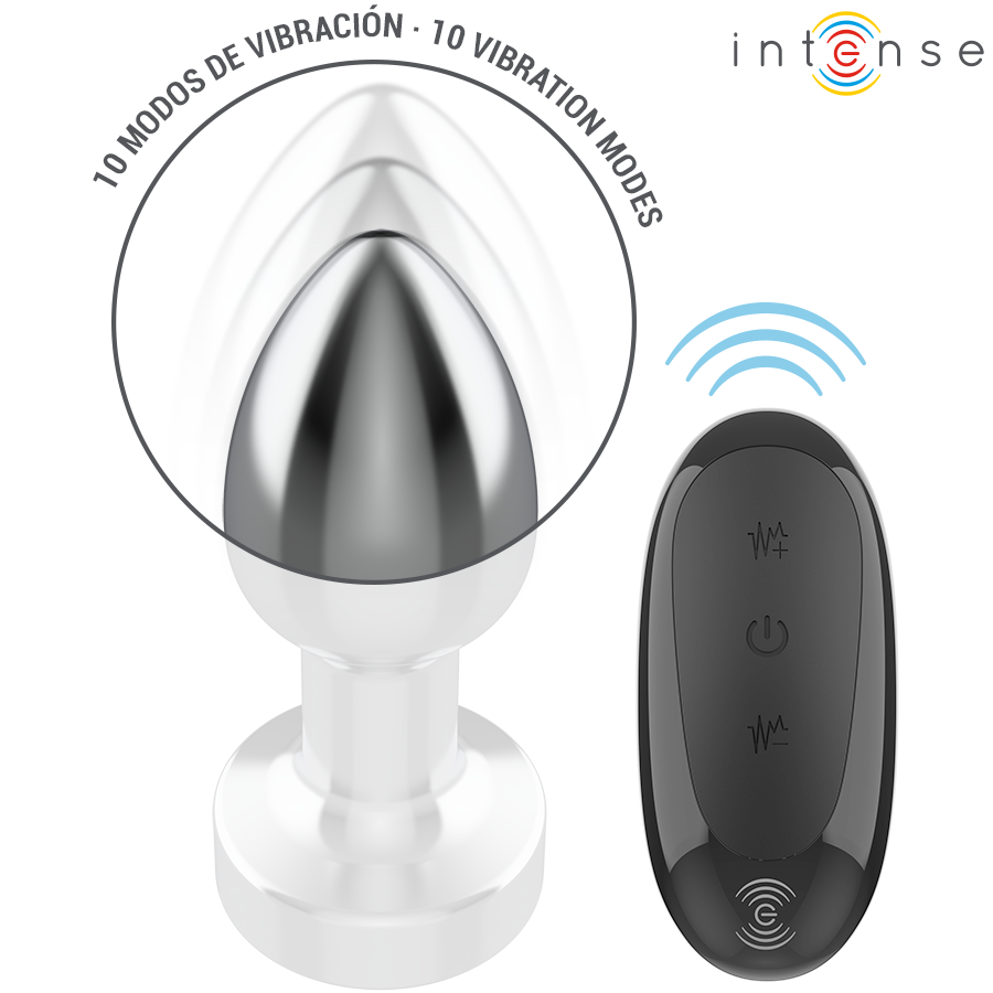INTENSE - PLUG ANAL 10 VIBRATIONS MÉTAL AVEC TÉLÉCOMMANDE S