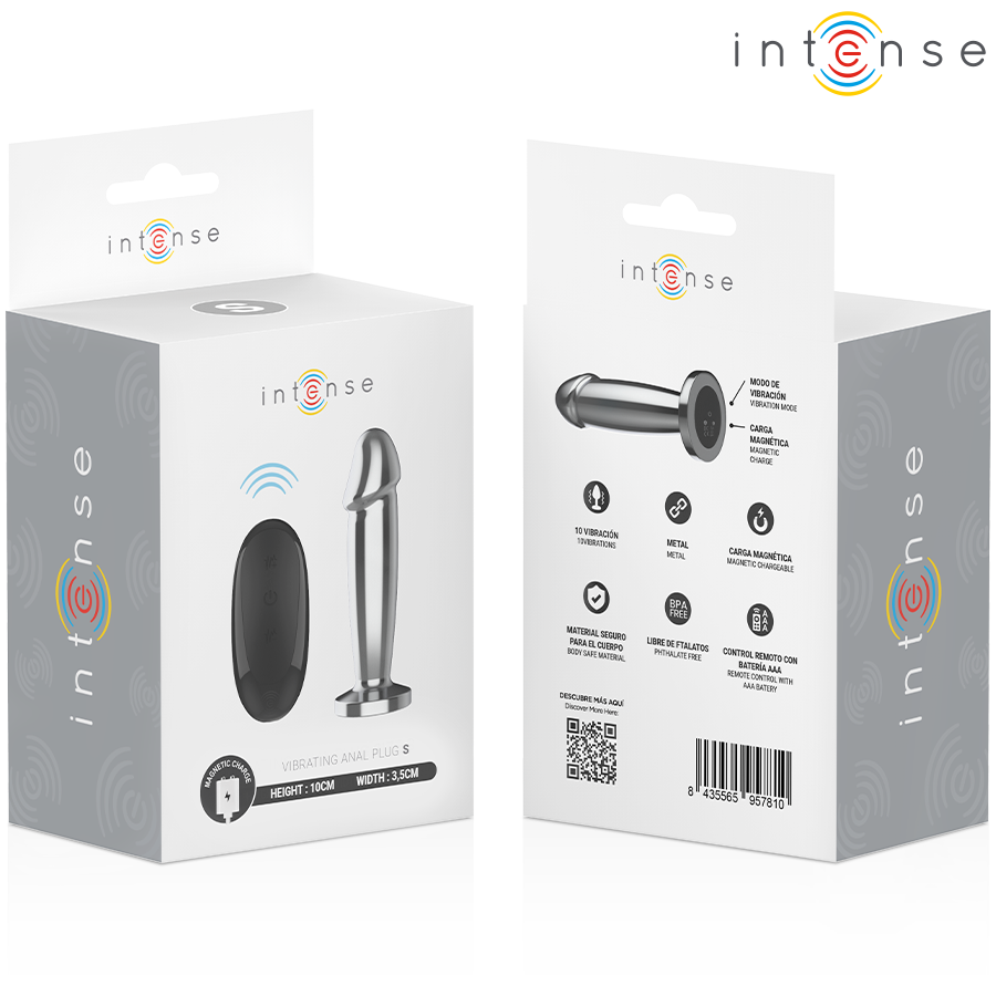 INTENSE - PLUG ANAL 10 VIBRATIONS GODEMICHET EN MÉTAL AVEC TÉLÉCOMMANDE S