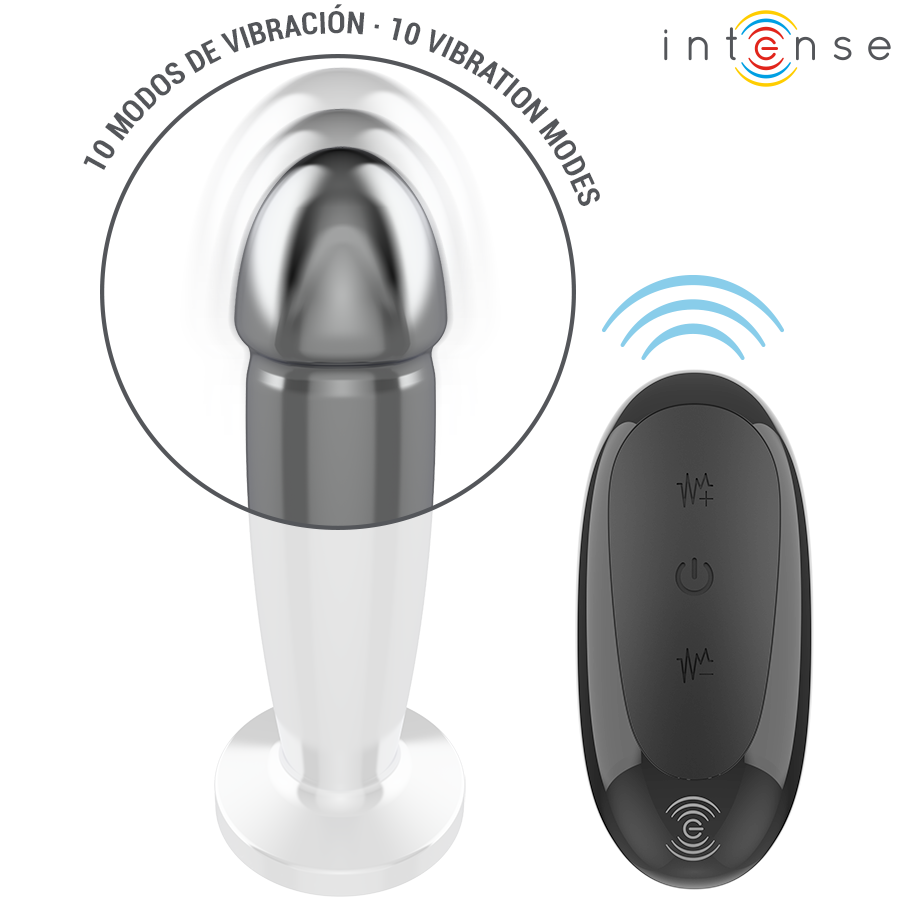INTENSE - ANALE PLUG 10 VIBRATIES METALEN DILDO MET AFSTANDSBEDIENING M