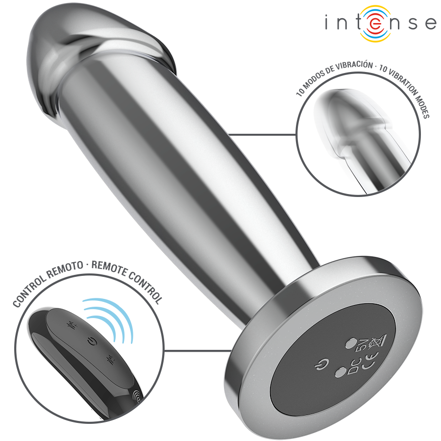 INTENSE - ANALE PLUG 10 VIBRATIES METALEN DILDO MET AFSTANDSBEDIENING M