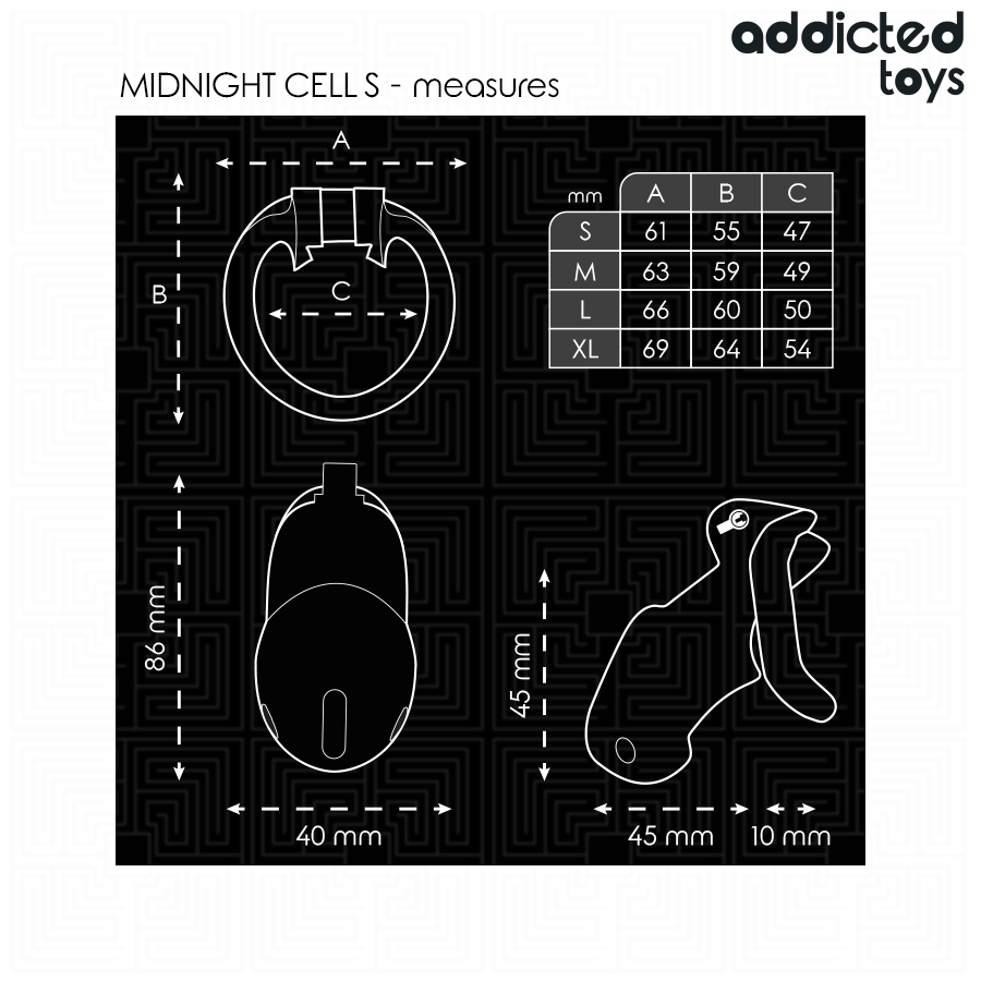 ADDICTED TOYS LOCKED - MINDNIGHT CELL PENIS CAGE SIZE S 4.8 CM