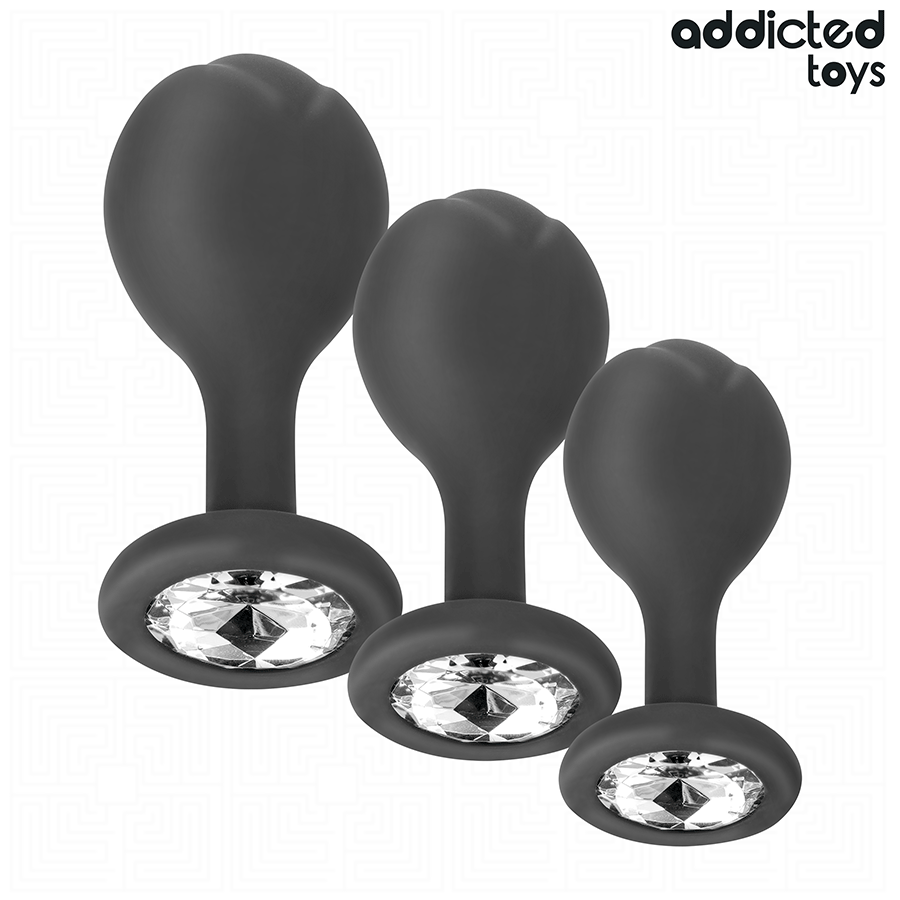 ADDICTED TOYS - SET VAN 3 ANAAL PLUG SILICONEN MET JUWEEL