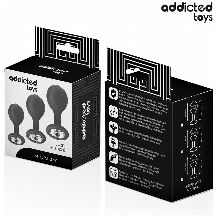 ADDICTED TOYS - SET VAN 3 ANAAL PLUG SILICONEN MET JUWEEL