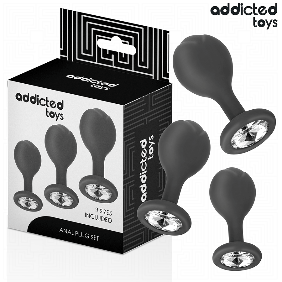 ADDICTED TOYS - SET VAN 3 ANAAL PLUG SILICONEN MET JUWEEL