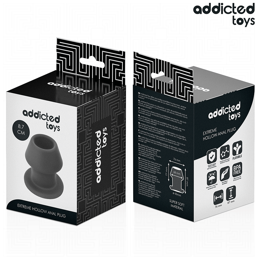 ADDICTED TOYS - EXTREME HOLLE ANAALPLUG SILICONEN MAAT M 8,7 CM