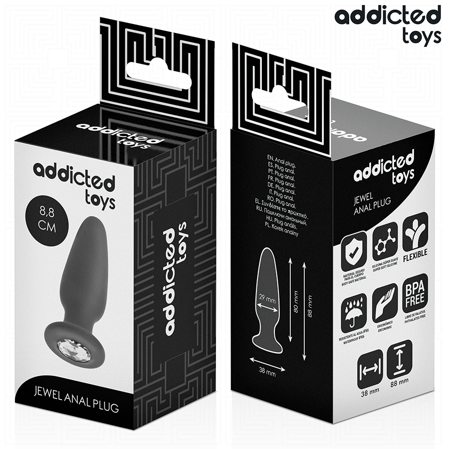 ADDICTED TOYS - ANAAL PLUG MET JUWEEL SILICONEN MAAT S 8,8 CM