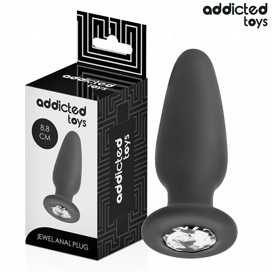 ADDICTED TOYS - ANAAL PLUG MET JUWEEL SILICONEN MAAT S 8,8 CM