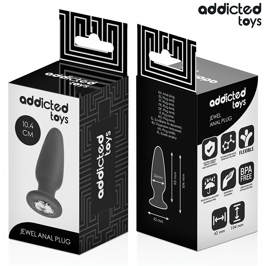 ADDICTED TOYS - ANAAL PLUG MET JUWEEL SILICONEN MAAT M 10,4 CM