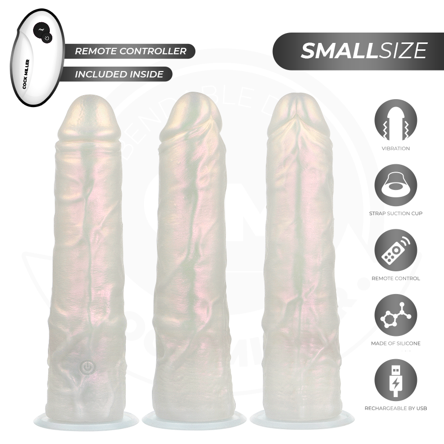 COCK MILLER - DILDO WITH SUCTION CUP, LIGHTS AND VIBRATION WITH REMOTE CONTROL WHITE 19.5 CM