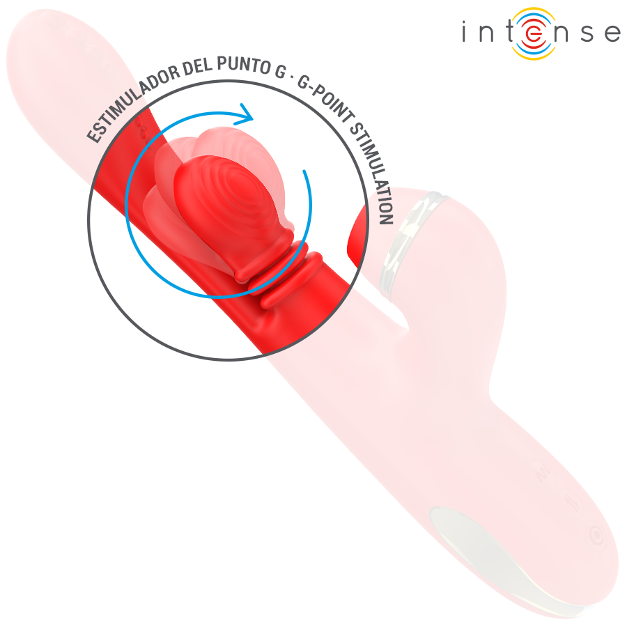 INTENSE - STIMULATEUR CLITORIS MULTIFONCTION KATY 4 EMBOUTS INTERCHANGEABLES ROUGE