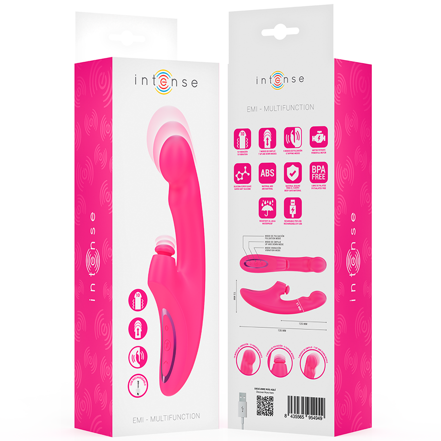 INTENSE - EMI VIBRATOR 13.5 CM MULTIFUNCTION 3 IN 1 10 VIBRATIONS PINK