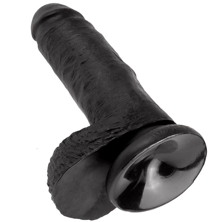 KING COCK - Gode noir avec testicules 17,8 cm