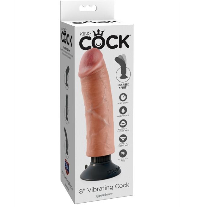 KING COCK - 20.32 CM VIBRERENDE HAANVLEES