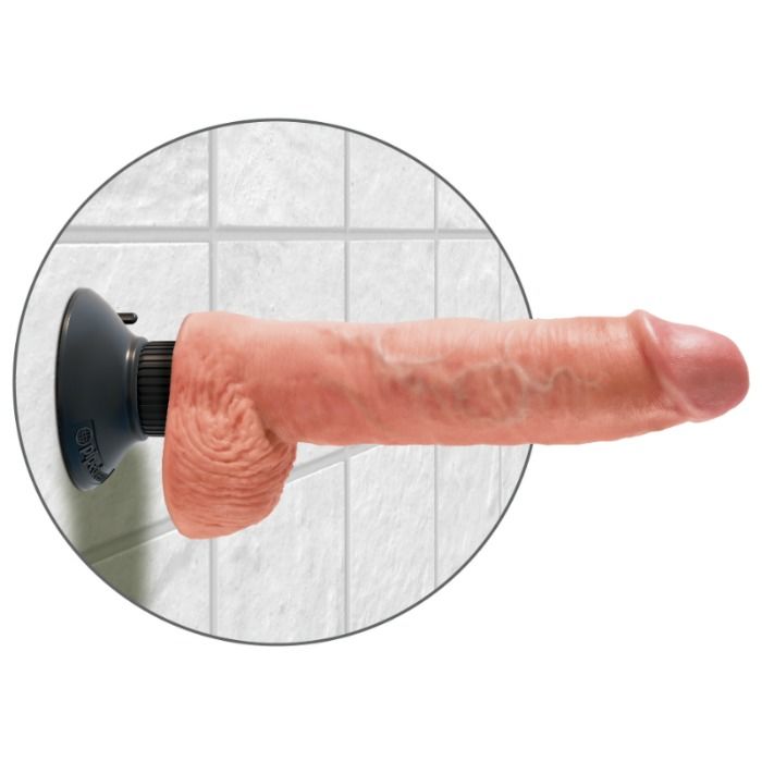 KING COCK - 25,5 CM VIBRERENDE PIK MET BALLEN VLEES