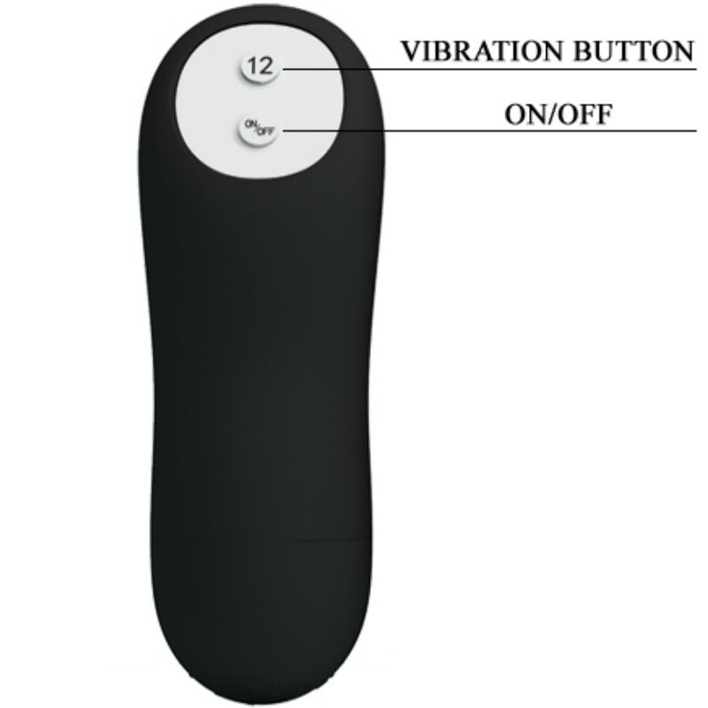 PRETTY LOVE - PLUG ANAL EN SILICONE AVEC STIMULATION SUPPLÉMENTAIRE ET 12 MODES DE VIBRATION, NOIR, TÉLÉCOMMANDE