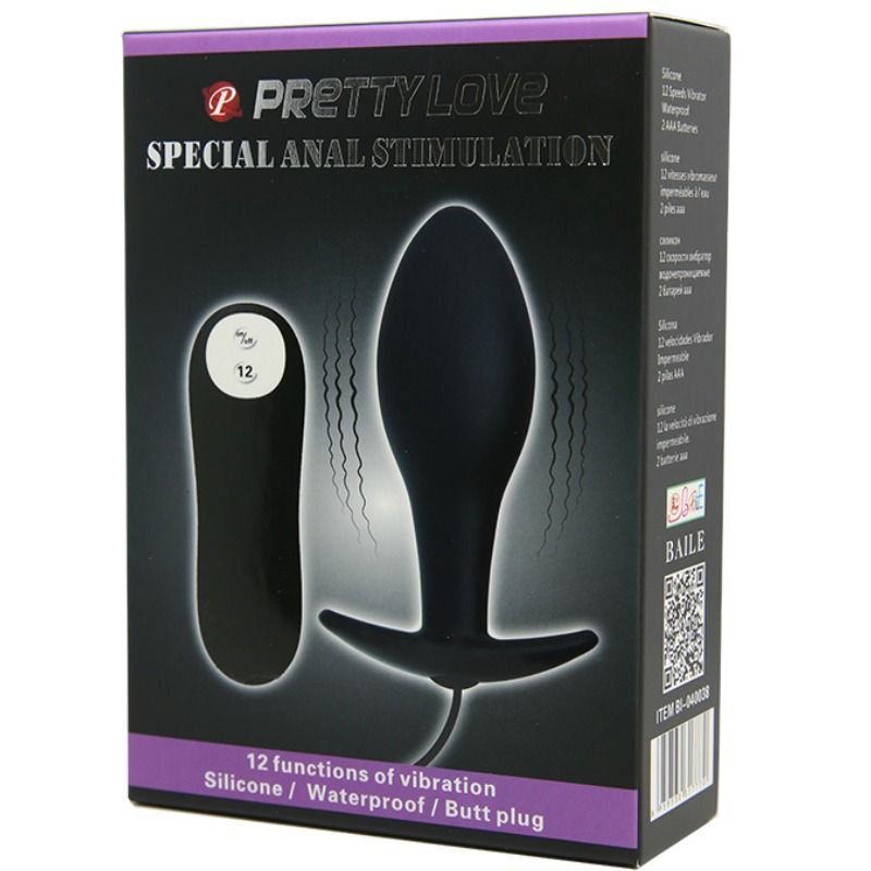 PRETTY LOVE - ANAAL PLUG ANCHOR FORM SILICONE 12 VIBRATIESTANDEN ZWART