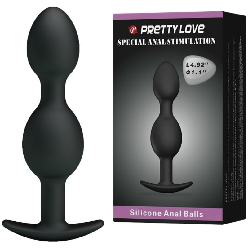 PRETTY LOVE - Boules anales en silicone 12,5 cm noires