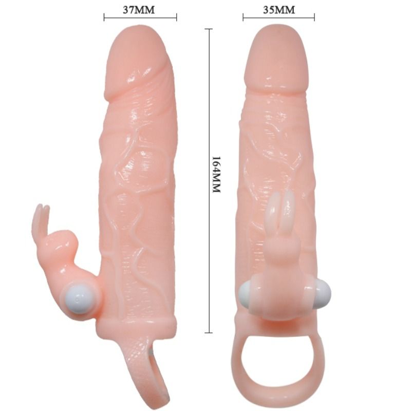 BAILE - COUVERCLE PÉNIS BRAVE MAN AVEC LAPIN ET DOUBLE MOTEUR FLESH 16,5 CM