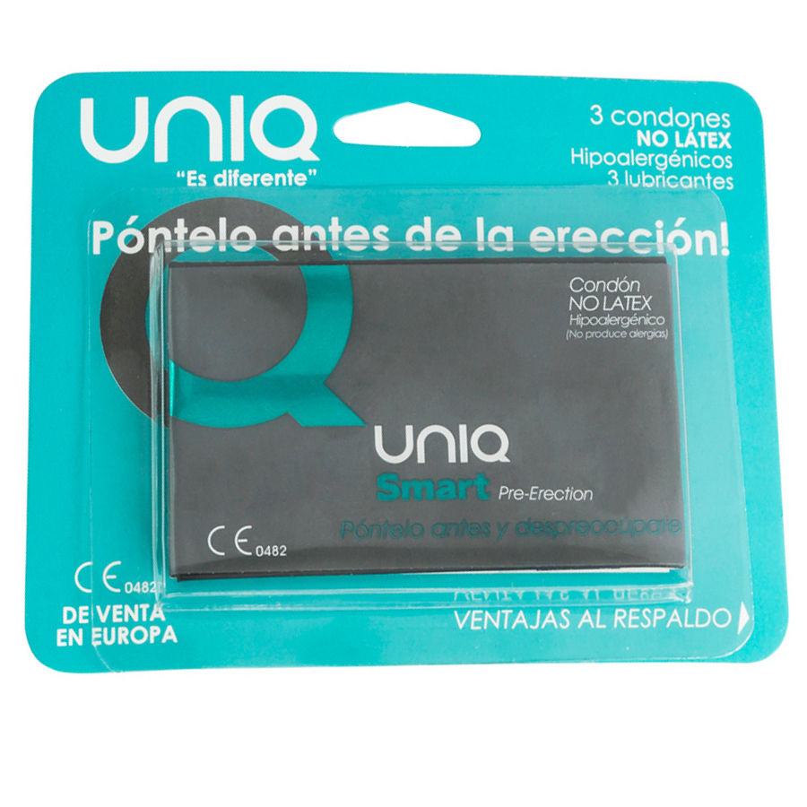 UNIQ - PRÉSERVATIFS INTELLIGENTS SANS LATEX POUR LA PRÉ-ÉRECTION - 3 UNITÉS