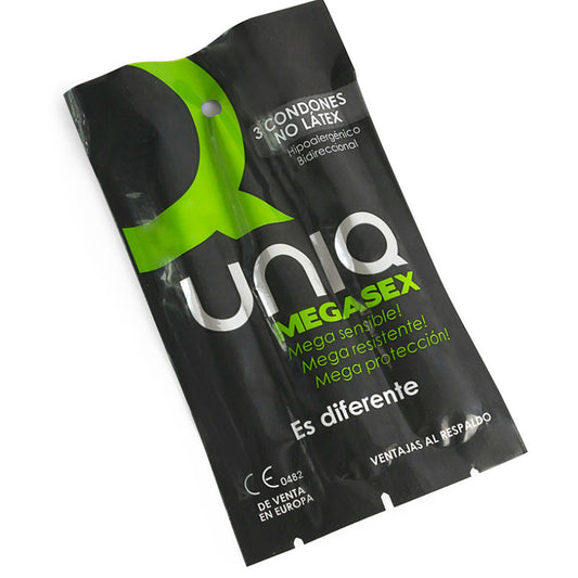UNIQ - MEGASEX LATEXVRIJE GEVOELIGE CONDOOMS 3 STUKS