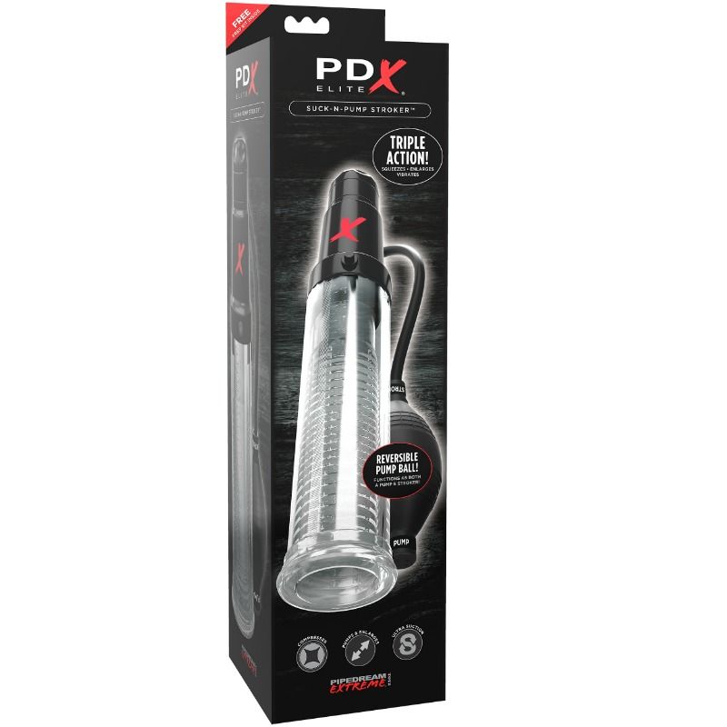 PDX ELITE - SUCK N PUMP STROKER VIBRERENDE MASTURBATOR ZUIGPOMP