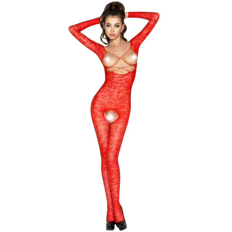 PASSIE - VROUW BS031 RODE BODYSTOCKING ONE SIZE