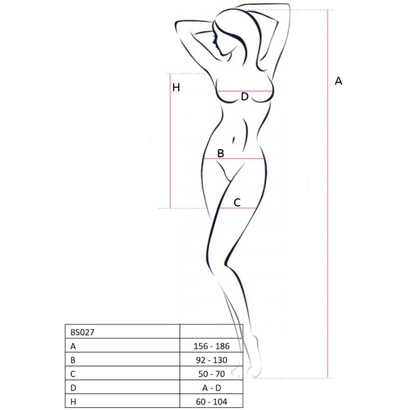 PASSIE - VROUW BS027 ZWARTE DRESS STYLE BODYSTOCKING ONE SIZE