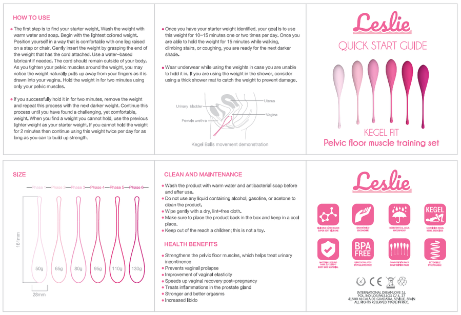 LESLIE - KEGEL FIT BEKKENSPIER TRAINING SET 6 GEWICHTEN