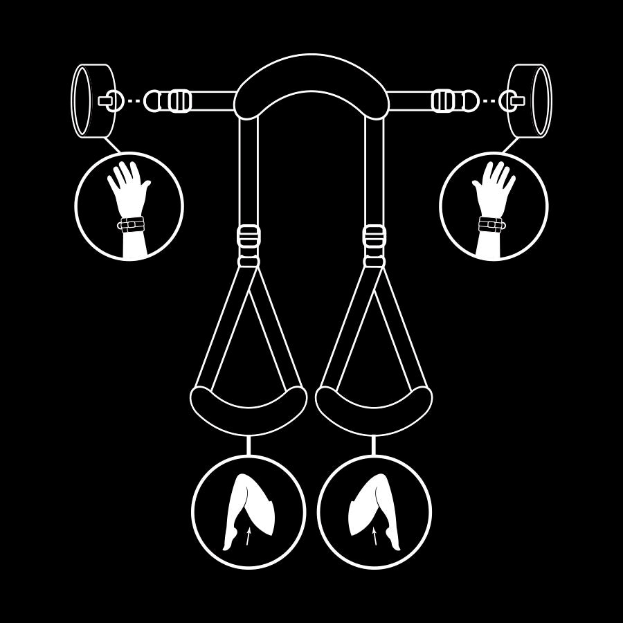 Фетиш-покорность - Поза с раздвинутыми ногами и наручниками без пропитки.