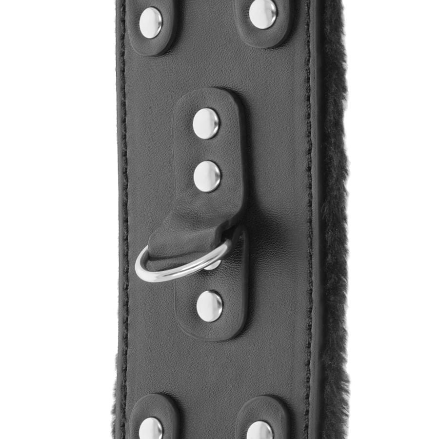 MENOTTES NOIRES RÉGLABLES EN CUIR AVEC DOUBLURE