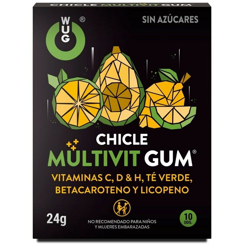 WUG GUM - MULTIVITAMINES VITAMINES C, H, D, BÊTA-CAROTÈNE, LYCOPÈNE ET THÉ VERT 10 UNITÉS