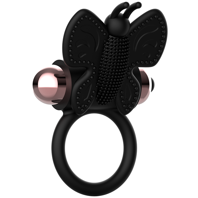 COQUETTE CHIC DESIRE - ANELLO PER IL PENE A FARFALLA CON VIBRATORE NERO/ORO