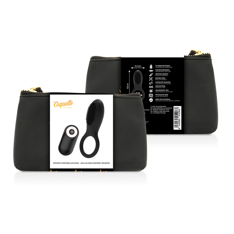 COQUETTE CHIC DESIRE - Anneau pénien rechargeable avec télécommande, noir/or