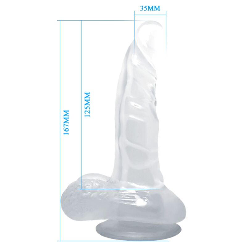 BAILE - REALISTISCHE DILDO MET ZUIGNAP EN TESTIKELEN 16,7 CM TRANSPARANT