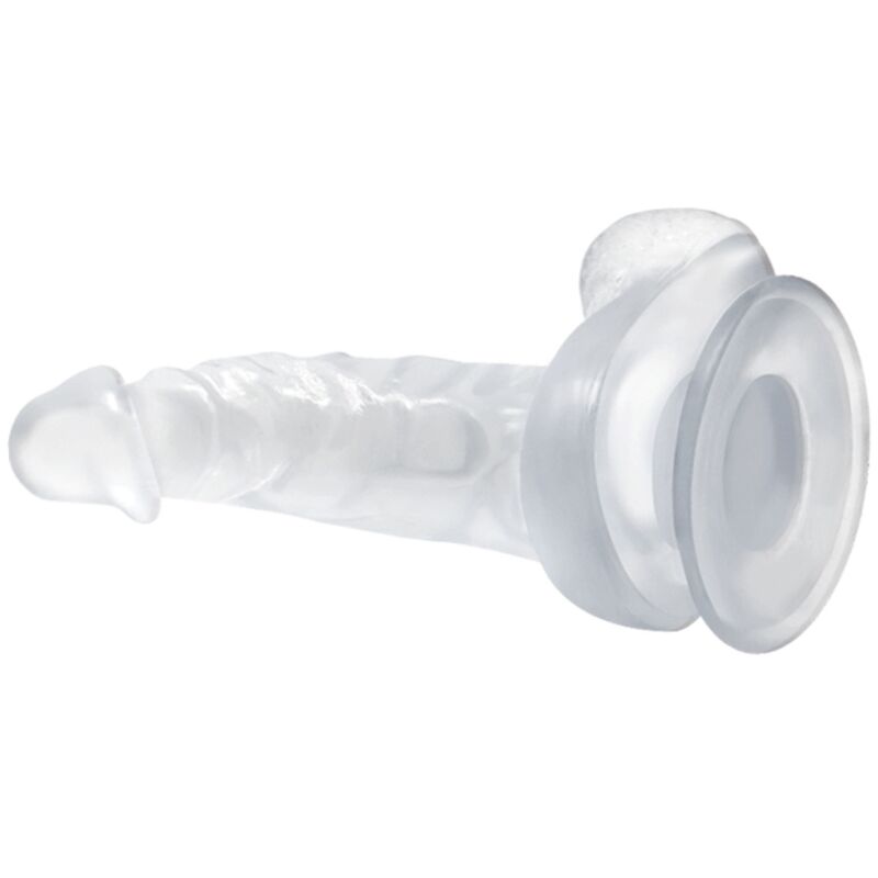 BAILE - REALISTISCHE DILDO MET ZUIGNAP EN TESTIKELEN 16,7 CM TRANSPARANT
