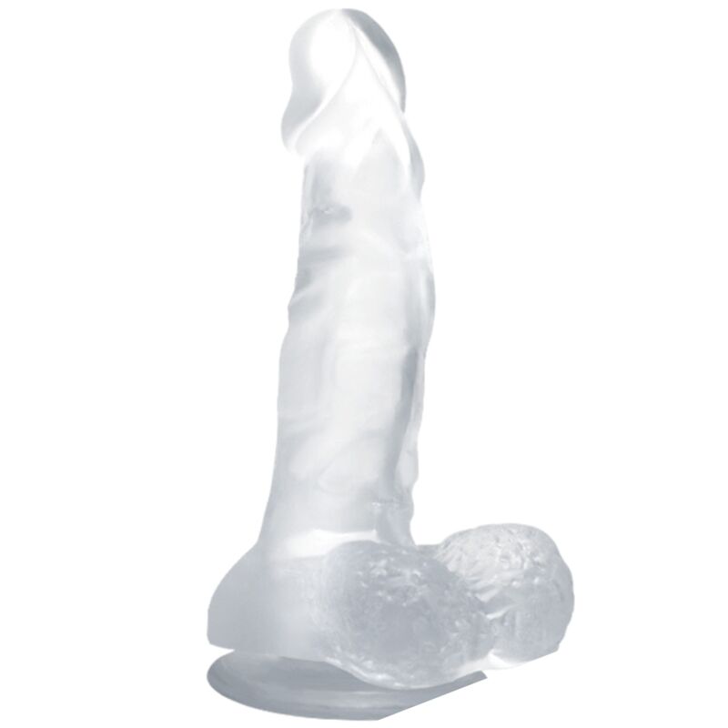 BAILE - REALISTISCHE DILDO MET ZUIGNAP EN TESTIKELEN 16,7 CM TRANSPARANT