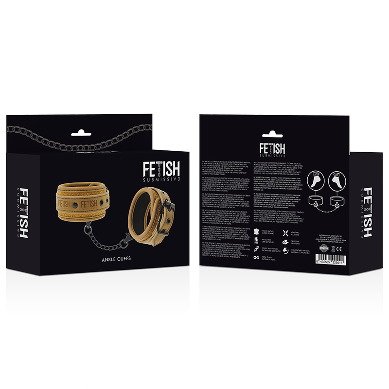 FETISH SUBMISSIVE ORIGEN - VEGAN LEDEREN ENKELBOEIEN MET NEOPREEN VOERING