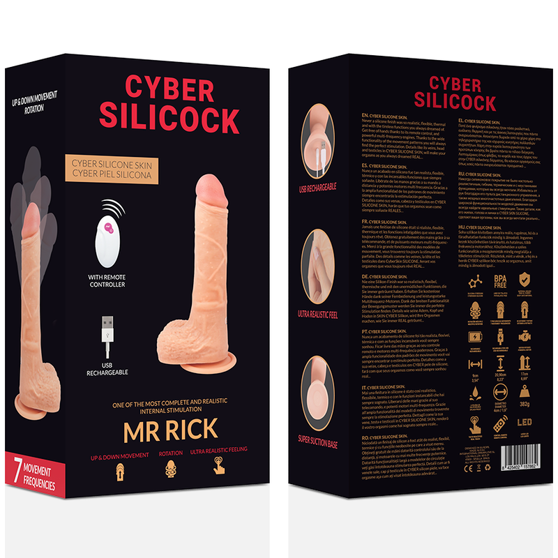 CYBER SILICOCK - REALISTISCHE AFSTANDSBEDIENING MR. RICK 20,9 CM -O- 4 CM