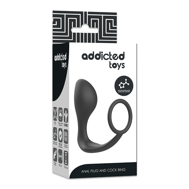 ADDICTED TOYS - ANAALPLUG MET ZWARTE SILICONEN RING