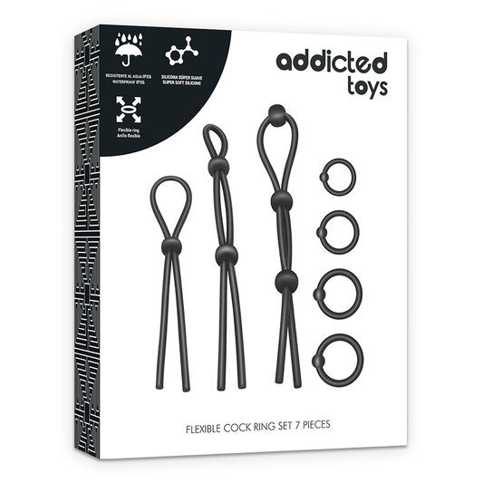 ADDICTED TOYS - ENSEMBLE DE 7 ANNEAUX PÉNIS EN SILICONE FLEXIBLE